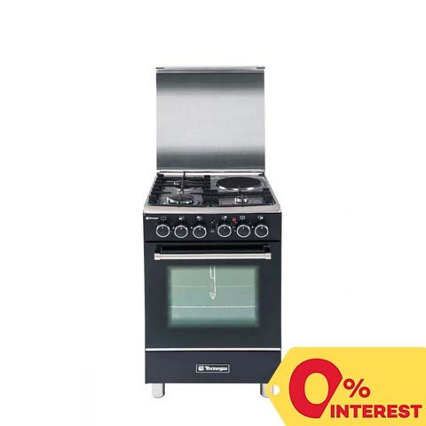 #04 Tecnogas 50cm Cooking Range, 3 Gas Burners + 1 Electric Hot Plate, 62L Capacity Gas Oven, TFG5531CRVMBC