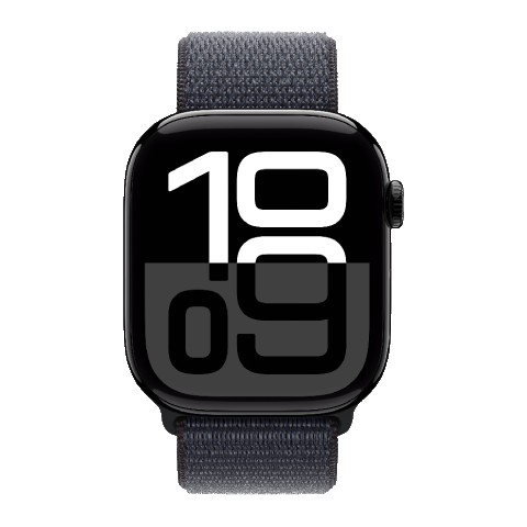 Apple Watch Series 10 46mm GPS + Cellular Jet Black Aluminum Case Ink Sport Loop Smartwatch